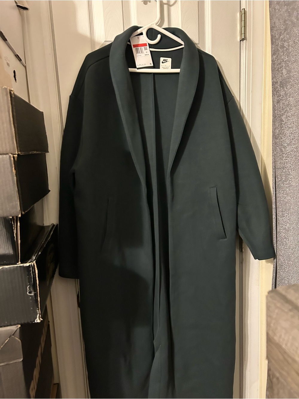 Nike women’s turquoise Shawl-Collar Trench Coat